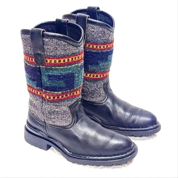 DOUBLE H | Handcrafted Serape Leather Boots sz 8/39 - Picture 1 of 12